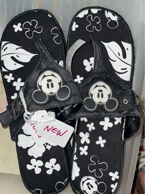 Disney Black & White Mickey Mouse Sandals